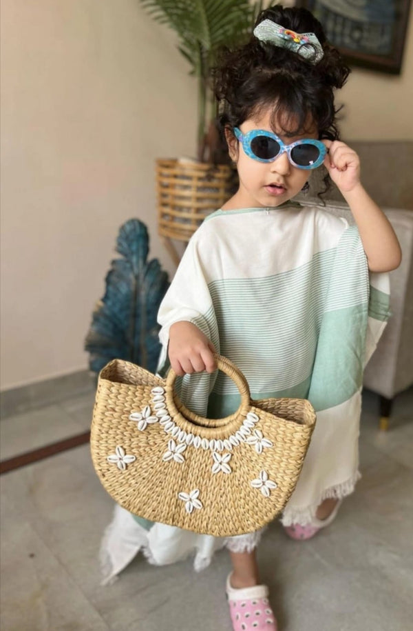Thin Bamboo Baby Poncho- Malabar Green