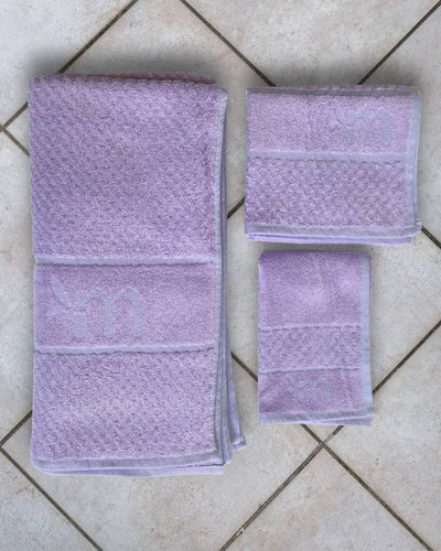 Personalized Bamboo Fluffy Bath towel set, 1 Bath 560 GSM , 1 Hand and 1 face towel Terry 480 GSM- Dusty Lilac