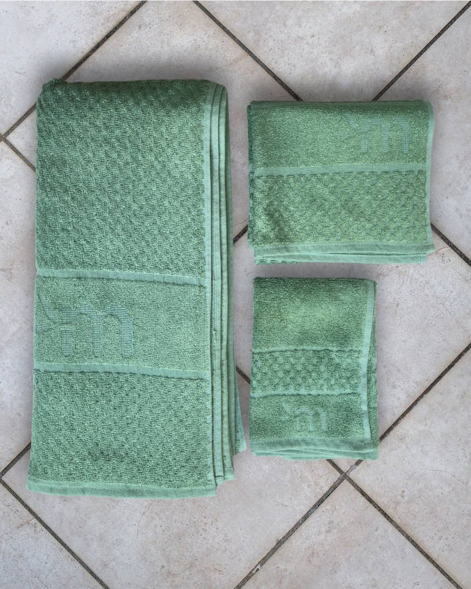 Personalized Bamboo Fluffy Bath towel set, 1 Bath 560 GSM , 1 Hand and 1 face towel Terry 480 GSM- Ethical Green