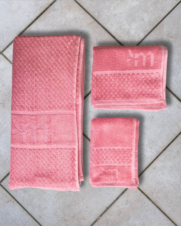 Bamboo Fluffy Bath set, 1 Bath 560 GSM , 1 Hand and 1 face towel Terry 480 GSM- Blush Pink