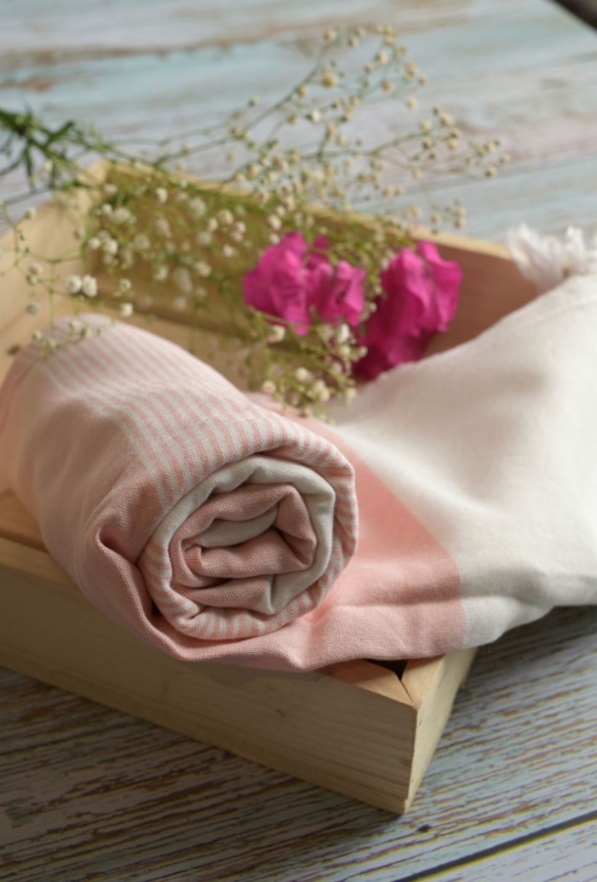 Personalized Thin bamboo bath towel- Peach Melba 160*75cm