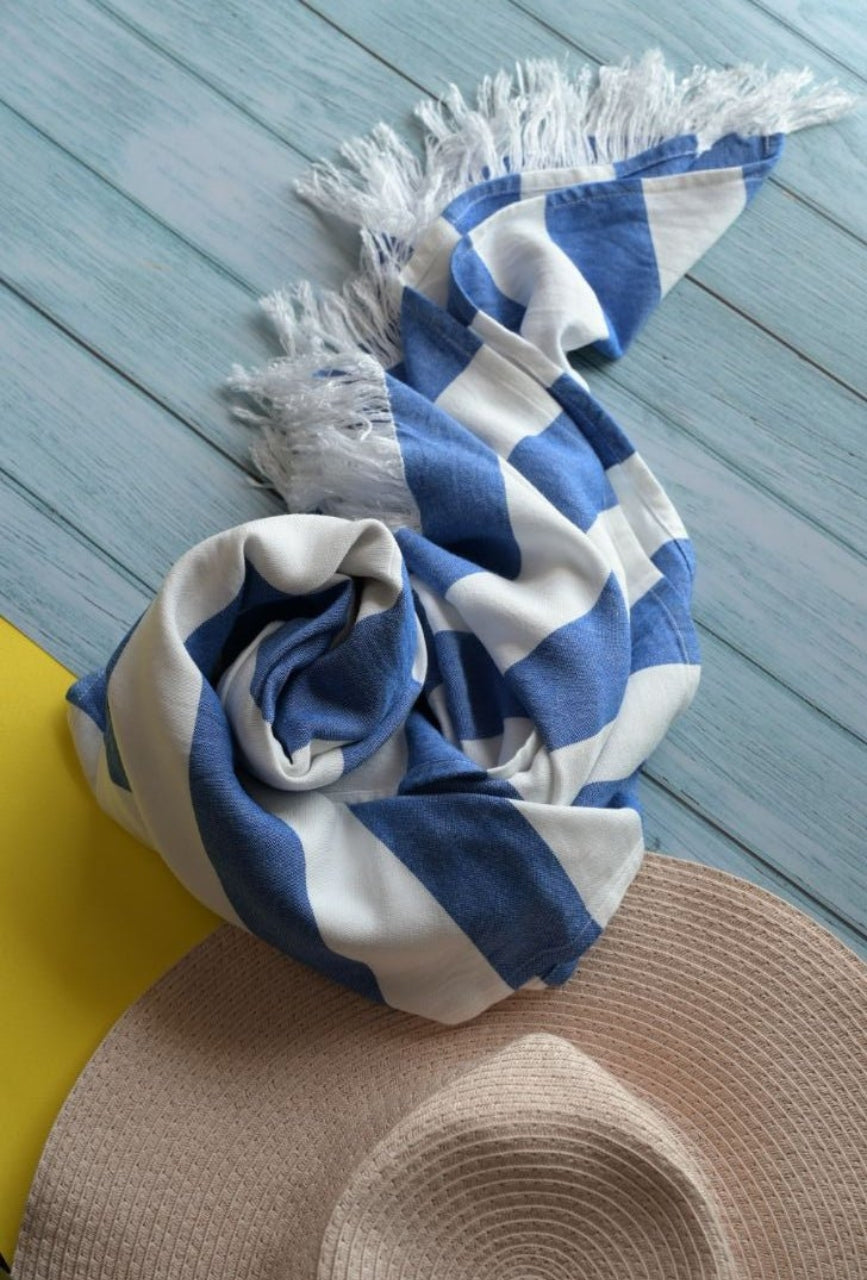 Personalized Thin bamboo bath towel- Vacation Blue 160*75cm
