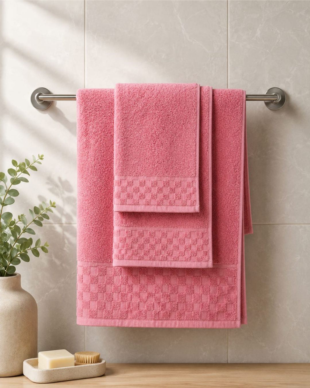 Personalized Fluffy Bamboo Bath towel Terry 560 GSM-150*72 cm-Blush Pink