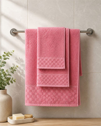 Personalized Bamboo Fluffy Bath towel set, 1 Bath 560 GSM , 1 Hand and 1 face towel Terry 480 GSM- Blush Pink