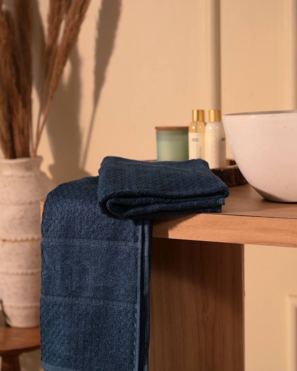 Personalized Fluffy Bamboo Bath towel Terry 560 GSM-150*72 cm-Tru Blue