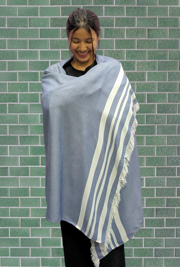 Madake Thin bamboo bath towel- Powder Blue 160*75cm