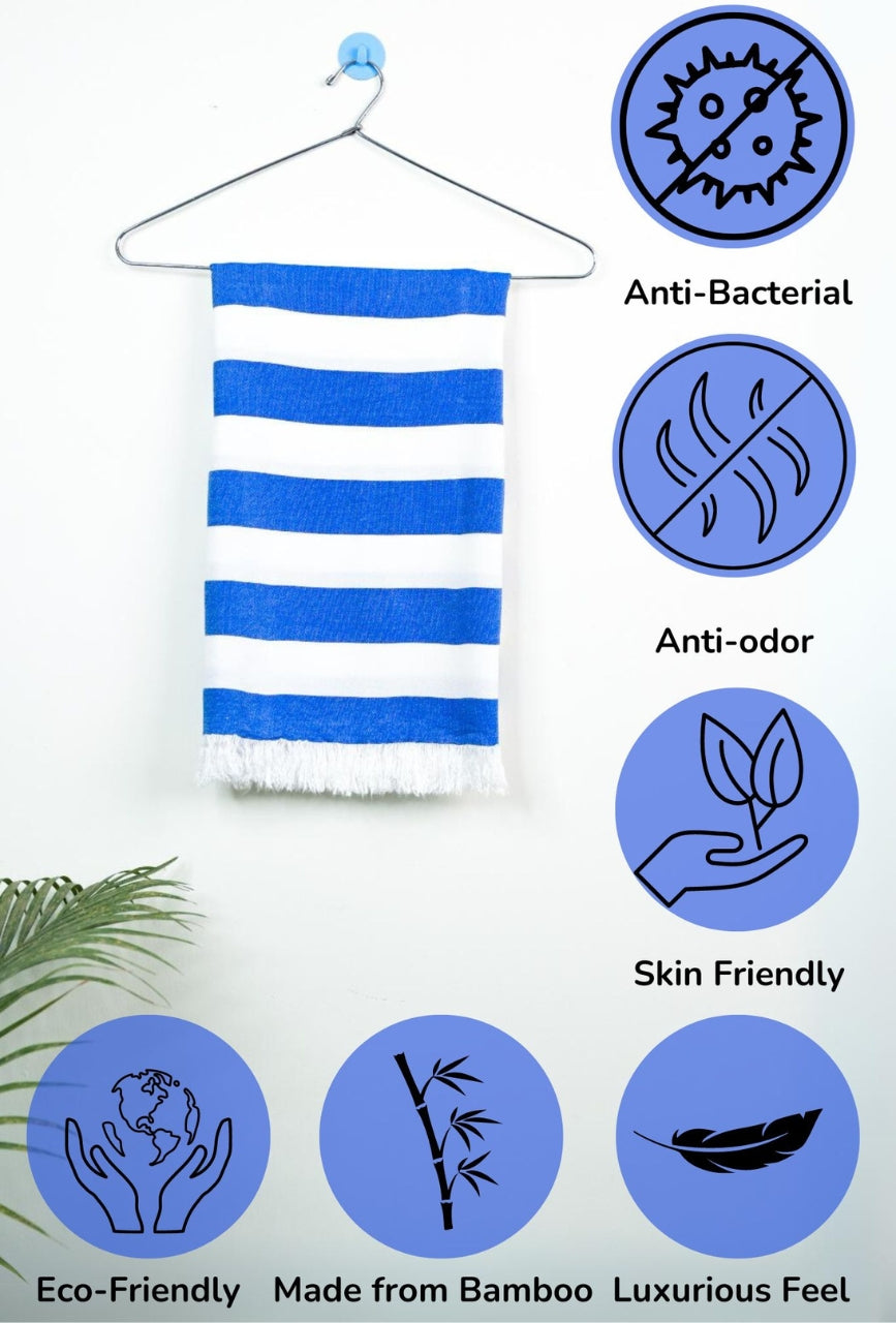 Personalized Thin bamboo bath towel- Vacation Blue 160*75cm