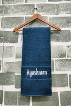 Personalized Bamboo Fluffy Bath towel set, 1 Bath 560 GSM , 1 Hand and 1 face towel Terry 480 GSM- Tru Blue