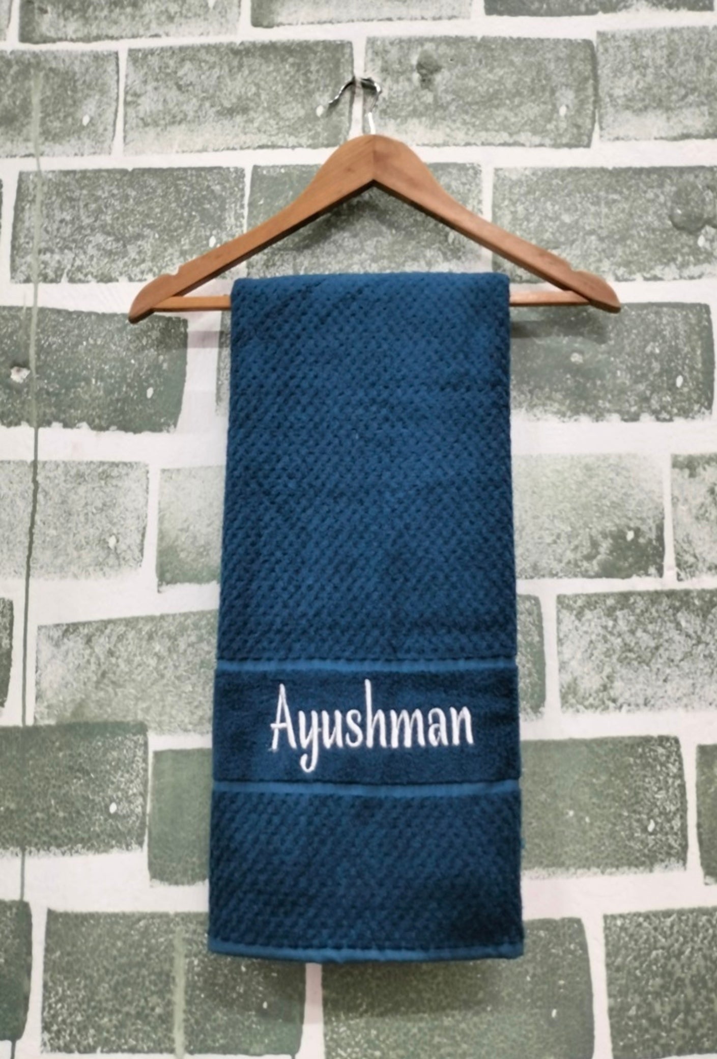Personalized Bamboo Fluffy Bath towel set, 1 Bath 560 GSM , 1 Hand and 1 face towel Terry 480 GSM- Tru Blue