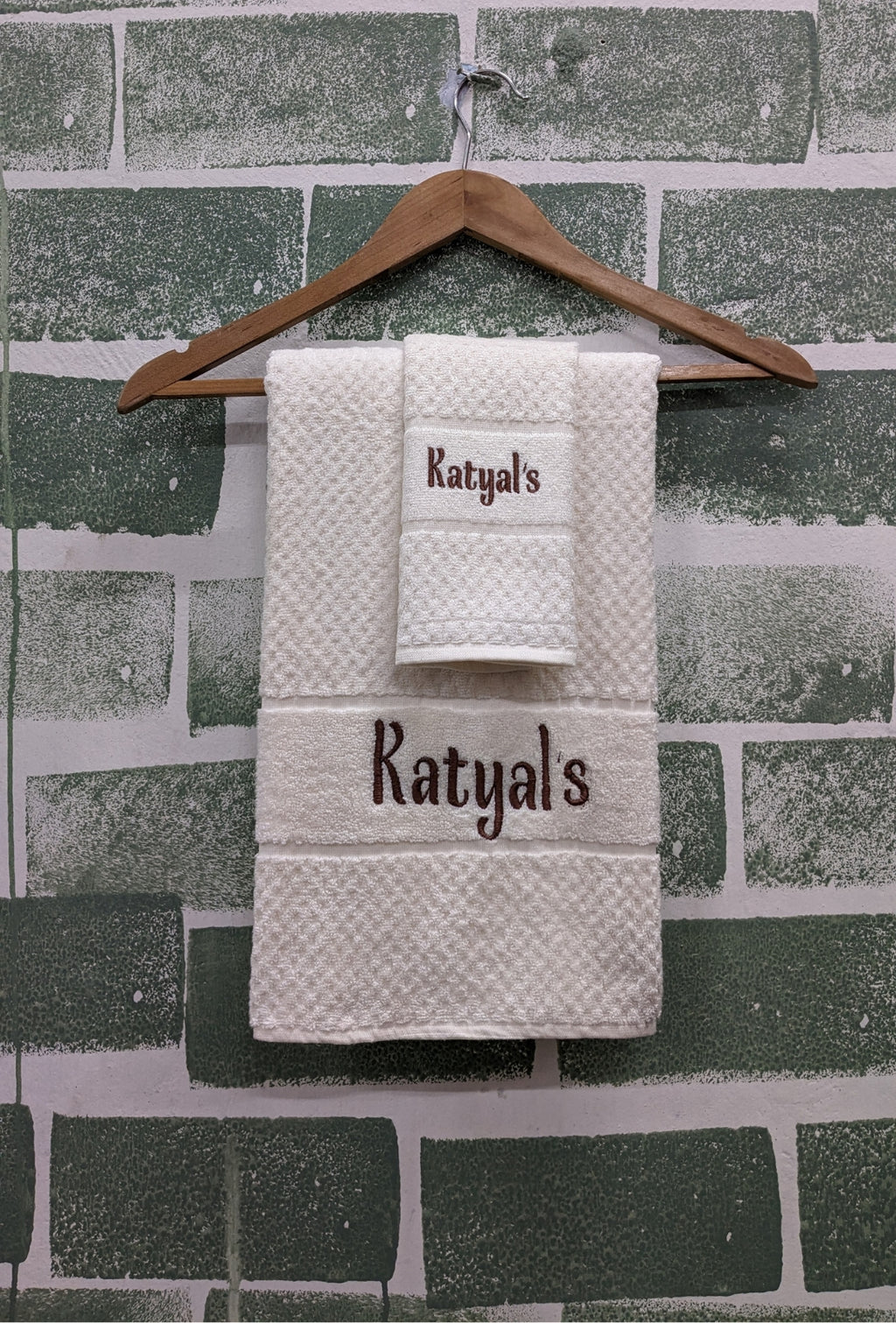 Personalized Bamboo Fluffy Bath towel set, 1 Bath 560 GSM , 1 Hand and 1 face towel Terry 480 GSM- Almost White