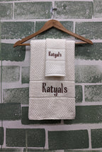 Personalized Bamboo Fluffy Bath towel set, 1 Bath 560 GSM , 1 Hand and 1 face towel Terry 480 GSM- Almost White