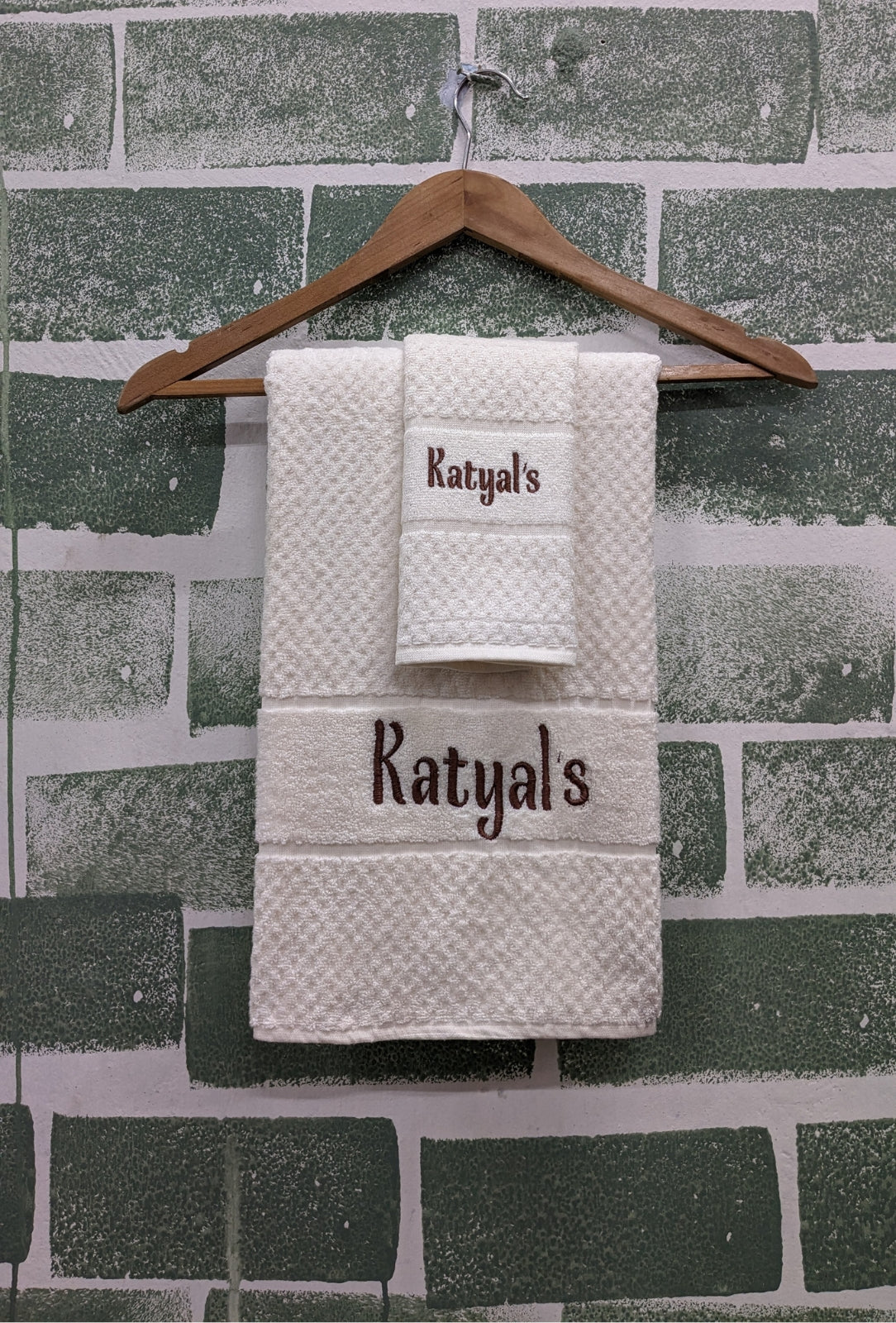 Personalized Bamboo Fluffy Bath towel set, 1 Bath 560 GSM , 1 Hand and 1 face towel Terry 480 GSM- Almost White