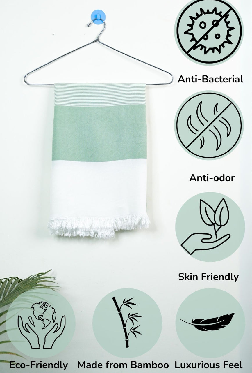 Personalized Thin bamboo bath towel- Malabar Green 160*90cm