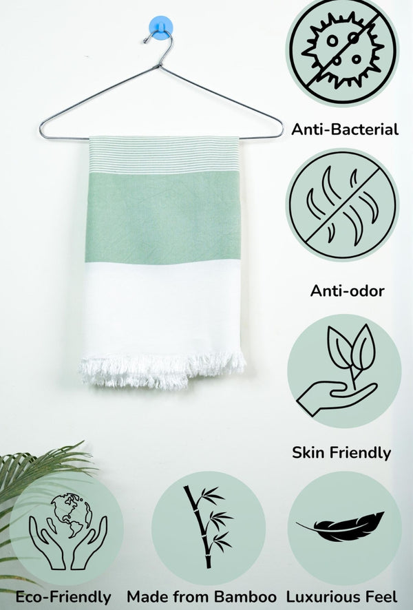 Madake Thin bamboo bath towel- Malabar Green 160*75cm