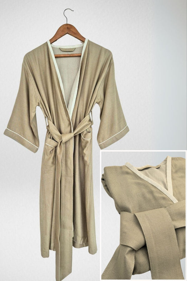 Kimono Style Bamboo Bathrobe, Autumn Leaf, Green