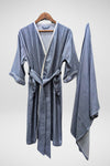 Kimono Style Bamboo Bathrobe, Winter Frost, Blue