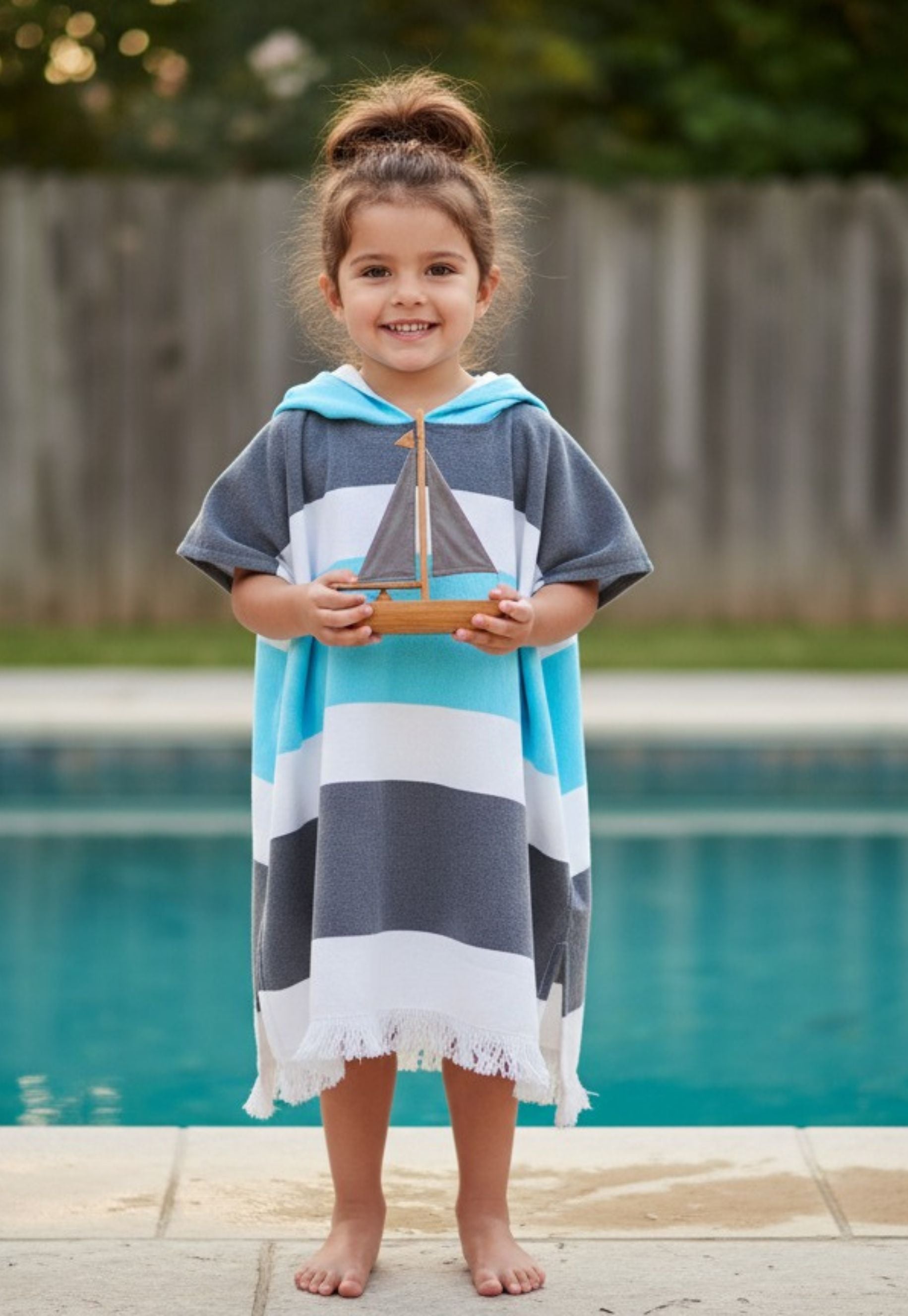 Thin Bamboo Baby Poncho- Coastal Breeze