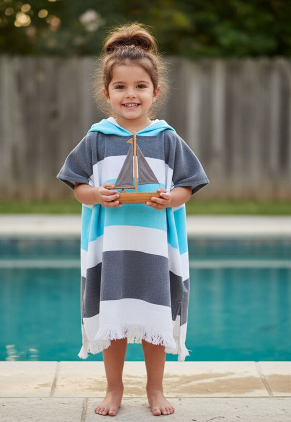 Thin Bamboo Baby Poncho- Coastal Breeze