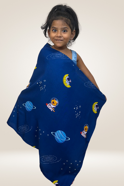 Personalized Thin Bamboo Kids towel - 124*68cm - Space Traveler