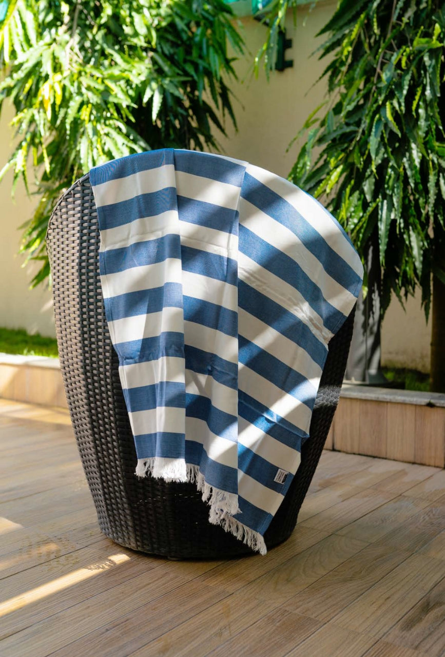 Personalized Thin bamboo bath towel- Vacation Blue 160*75cm