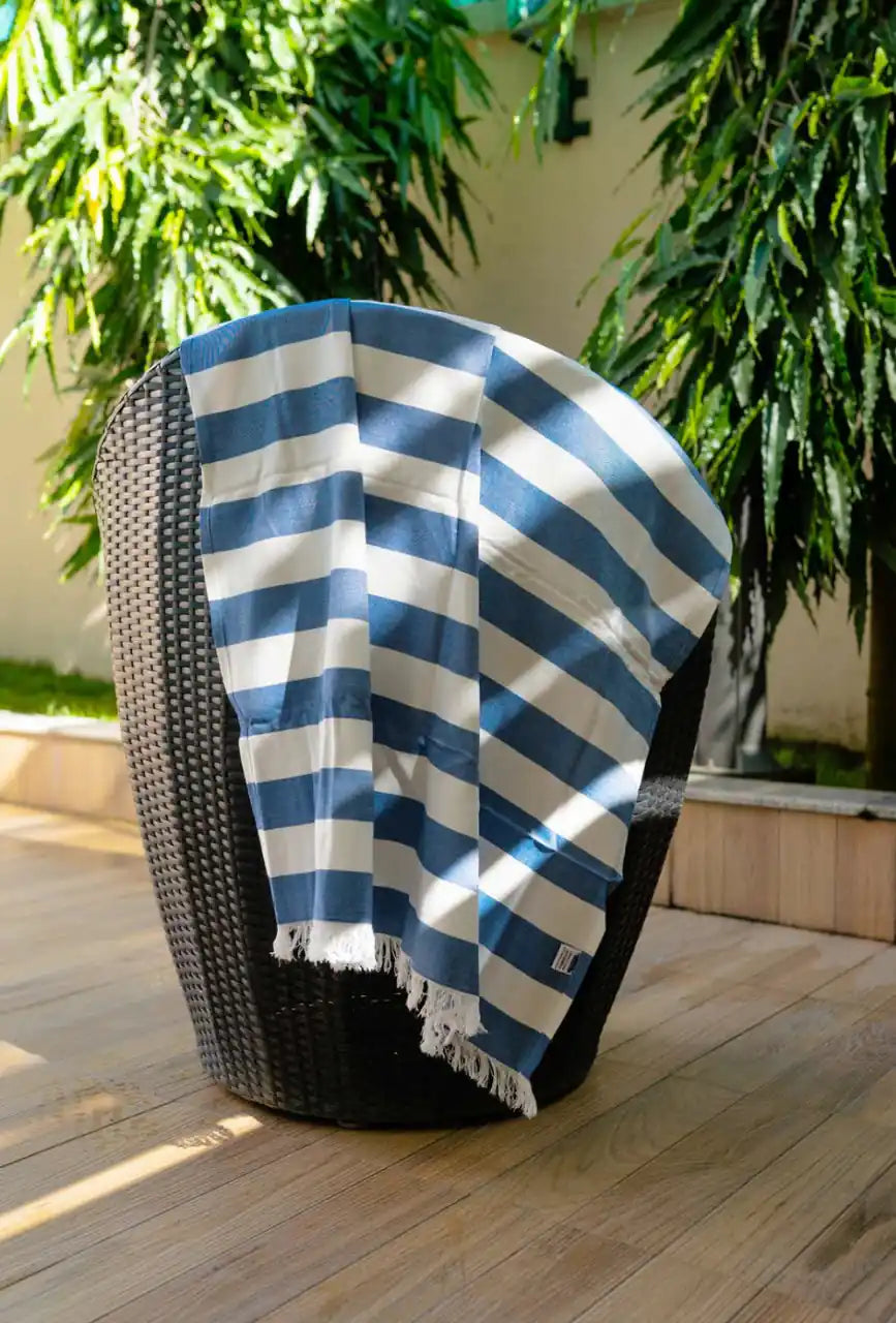 Personalized Thin bamboo bath towel- Vacation Blue 160*75cm