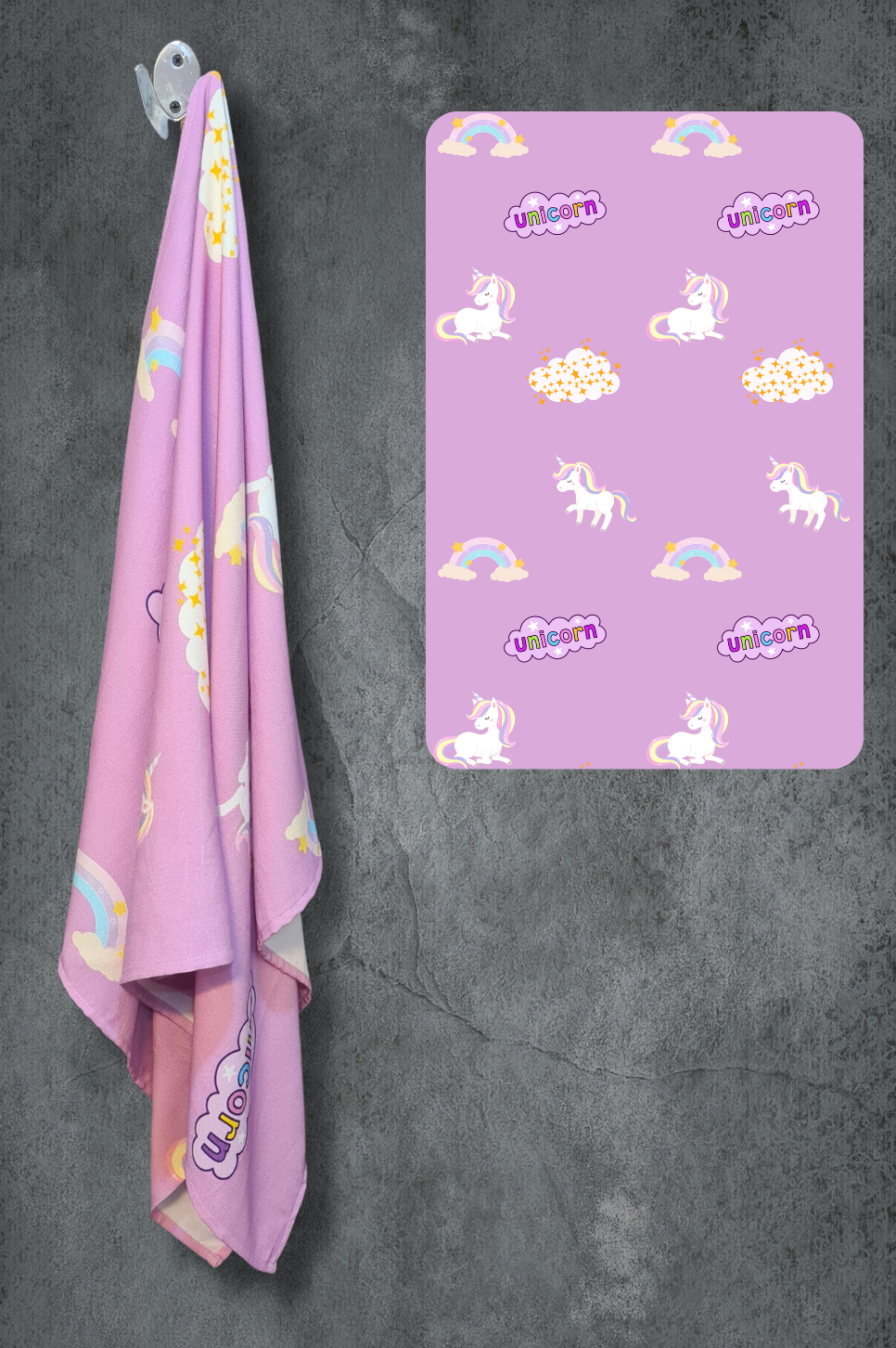 Personalized Thin Bamboo Kids Towel - 124*68cm - Chill Unicorn