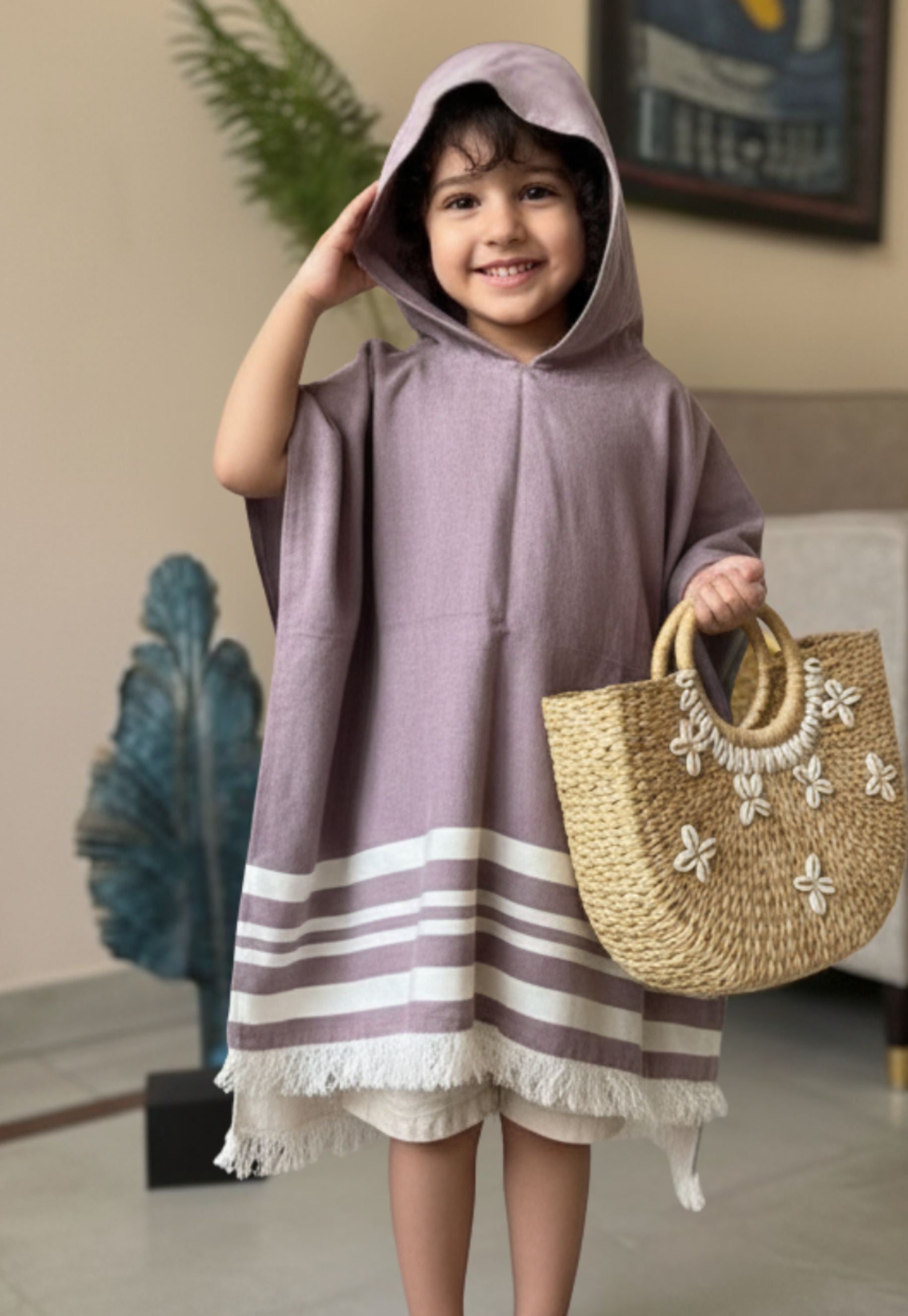 Thin Bamboo Baby Poncho- Red Wood