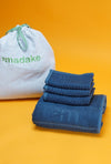 Bamboo Fluffy Bath set, 1 Bath 560 GSM , 1 Hand and 1 face towel Terry 480 GSM- Tru Blue