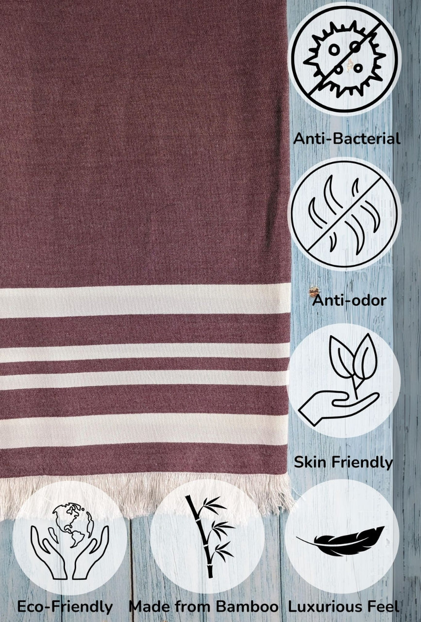 Personalized Thin bamboo bath towel- Red Wood 160*75cm