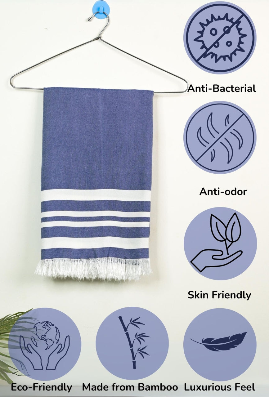 Personalized Thin bamboo bath towel- Powder Blue 160*75cm