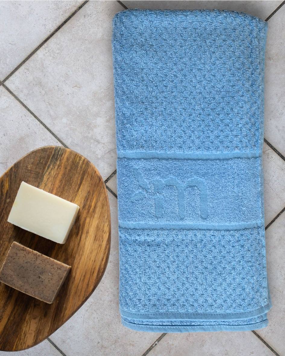 Bamboo Fluffy Bath set, 1 Bath 560 GSM , 1 Hand and 1 face towel Terry 480 GSM- Frosted Blue