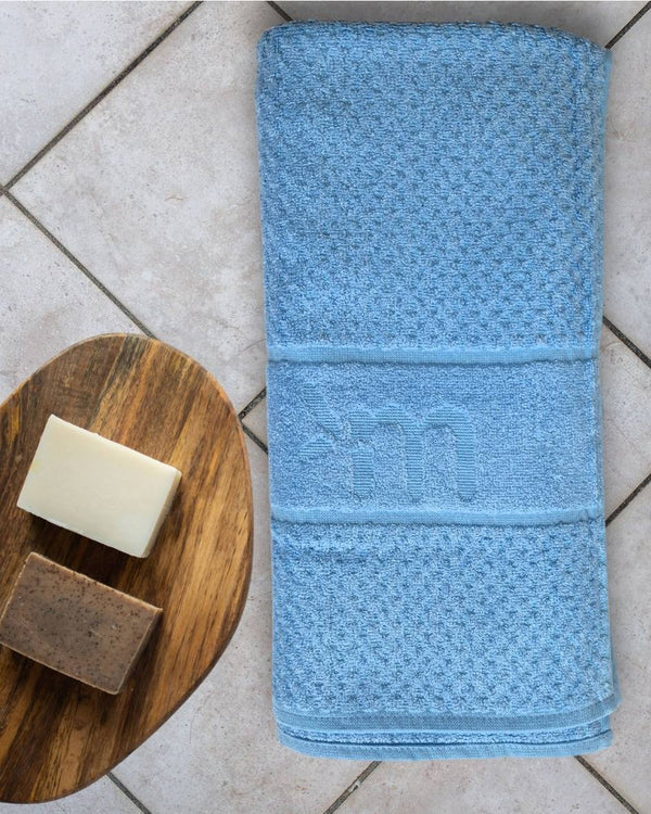 Bamboo Fluffy Bath set, 1 Bath 560 GSM , 1 Hand and 1 face towel Terry 480 GSM- Frosted Blue