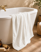 Personalized Bamboo Fluffy Bath towel set, 1 Bath 560 GSM , 1 Hand and 1 face towel Terry 480 GSM- Almost White