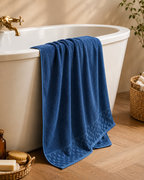 Personalized Bamboo Fluffy Bath towel set, 1 Bath 560 GSM , 1 Hand and 1 face towel Terry 480 GSM- Tru Blue