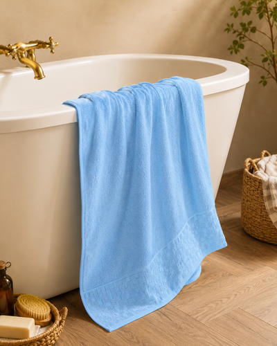 Personalized Fluffy Bamboo Bath towel Terry 560 GSM-150*72 cm-Frosted Blue
