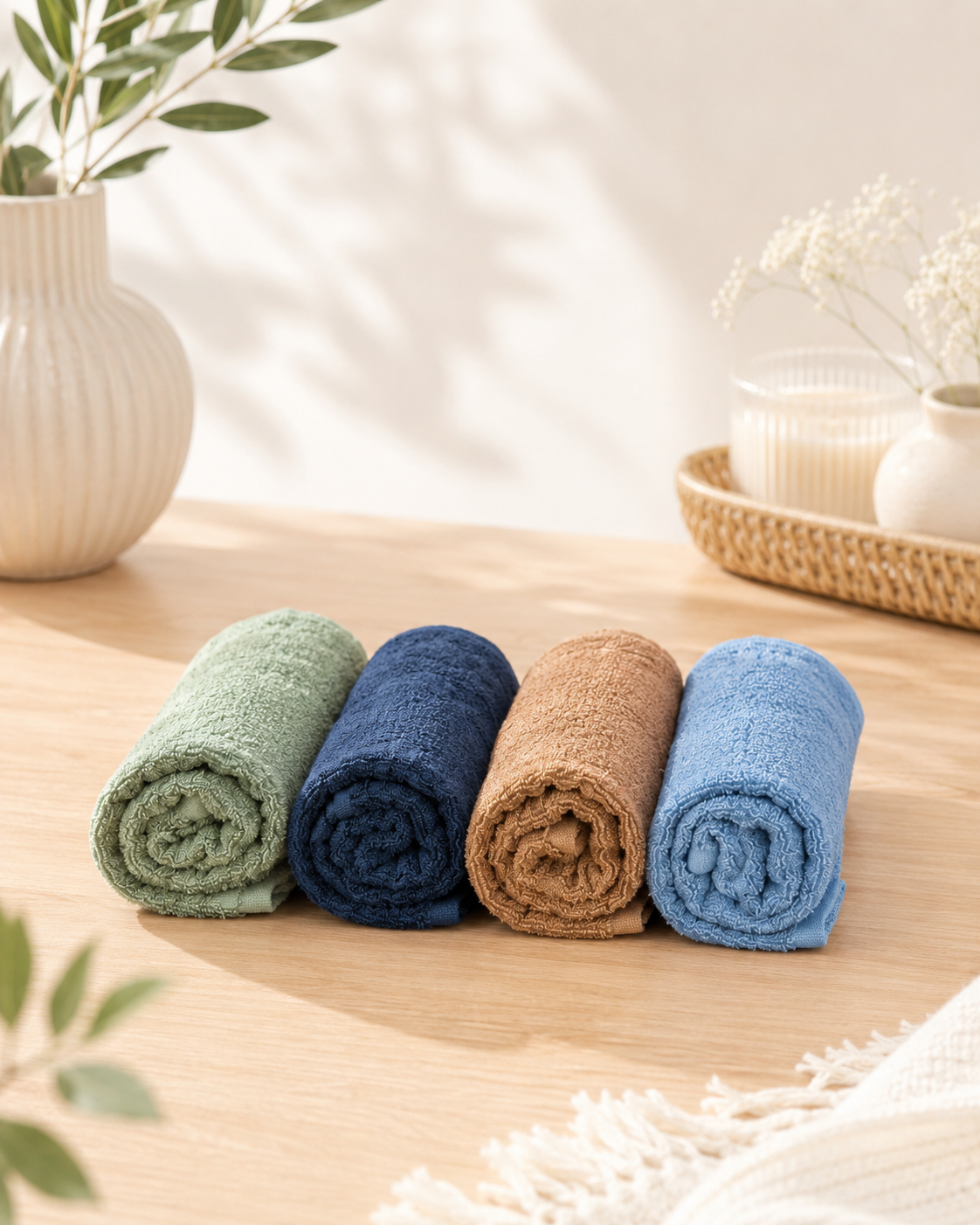 Bamboo Terry Face towel Set of four (33*33cm each)