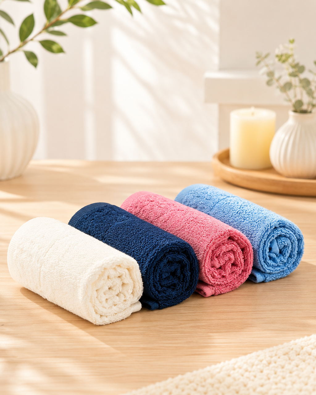 Bamboo Terry Face towel Set of four (33*33cm each)