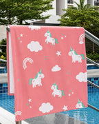 Personalized Thin Bamboo Kids Towel - 124*68cm - Chill Unicorn
