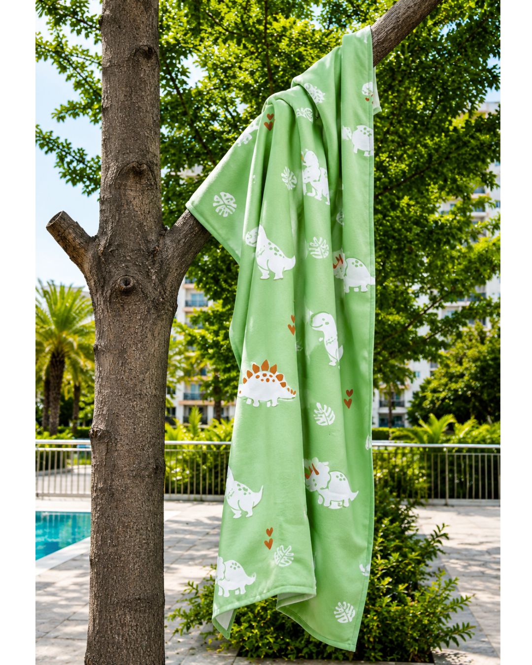 Personalized Thin Bamboo Kids towel - 124*68cm - Cool Dino