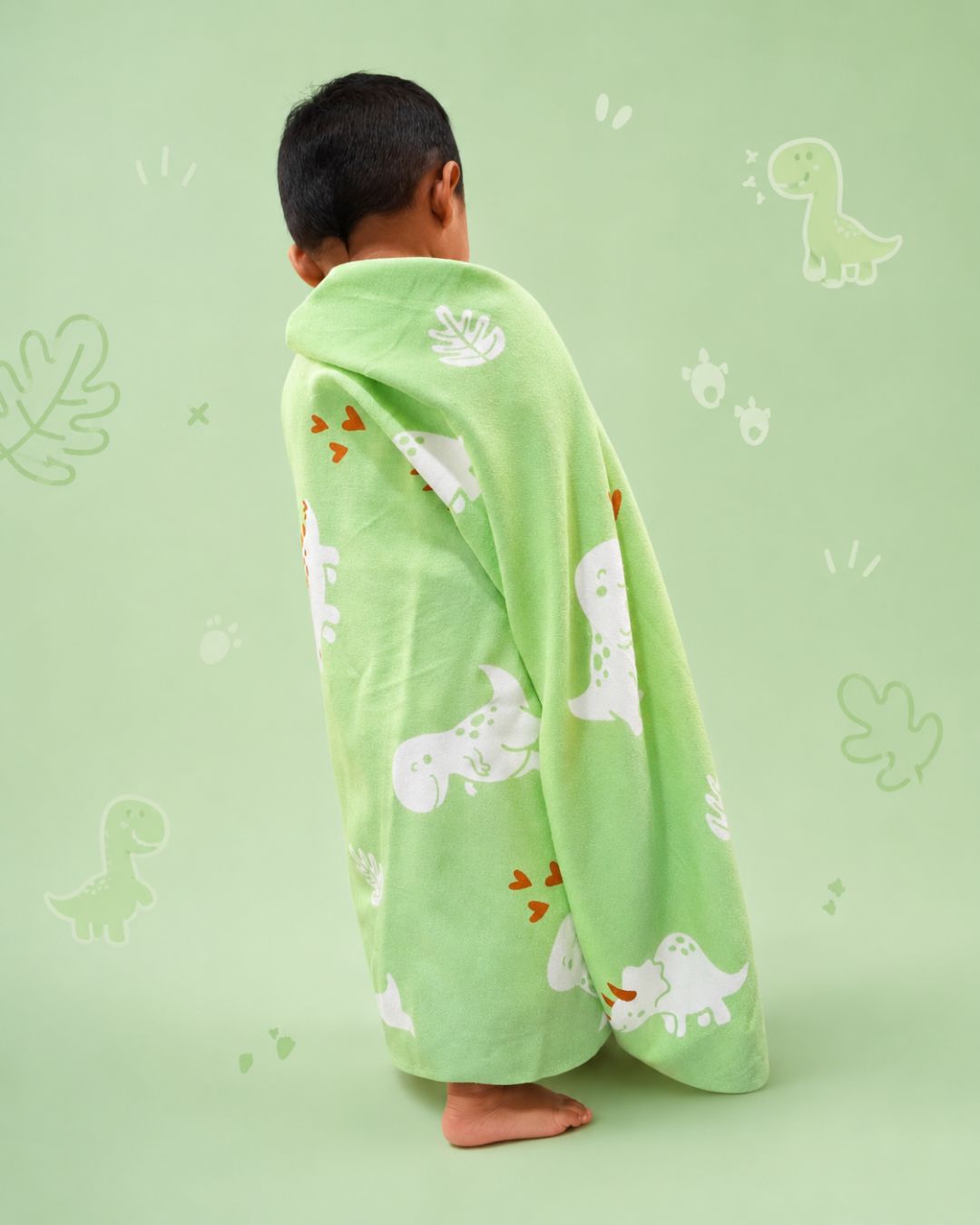 Personalized Thin Bamboo Kids towel - 124*68cm - Cool Dino