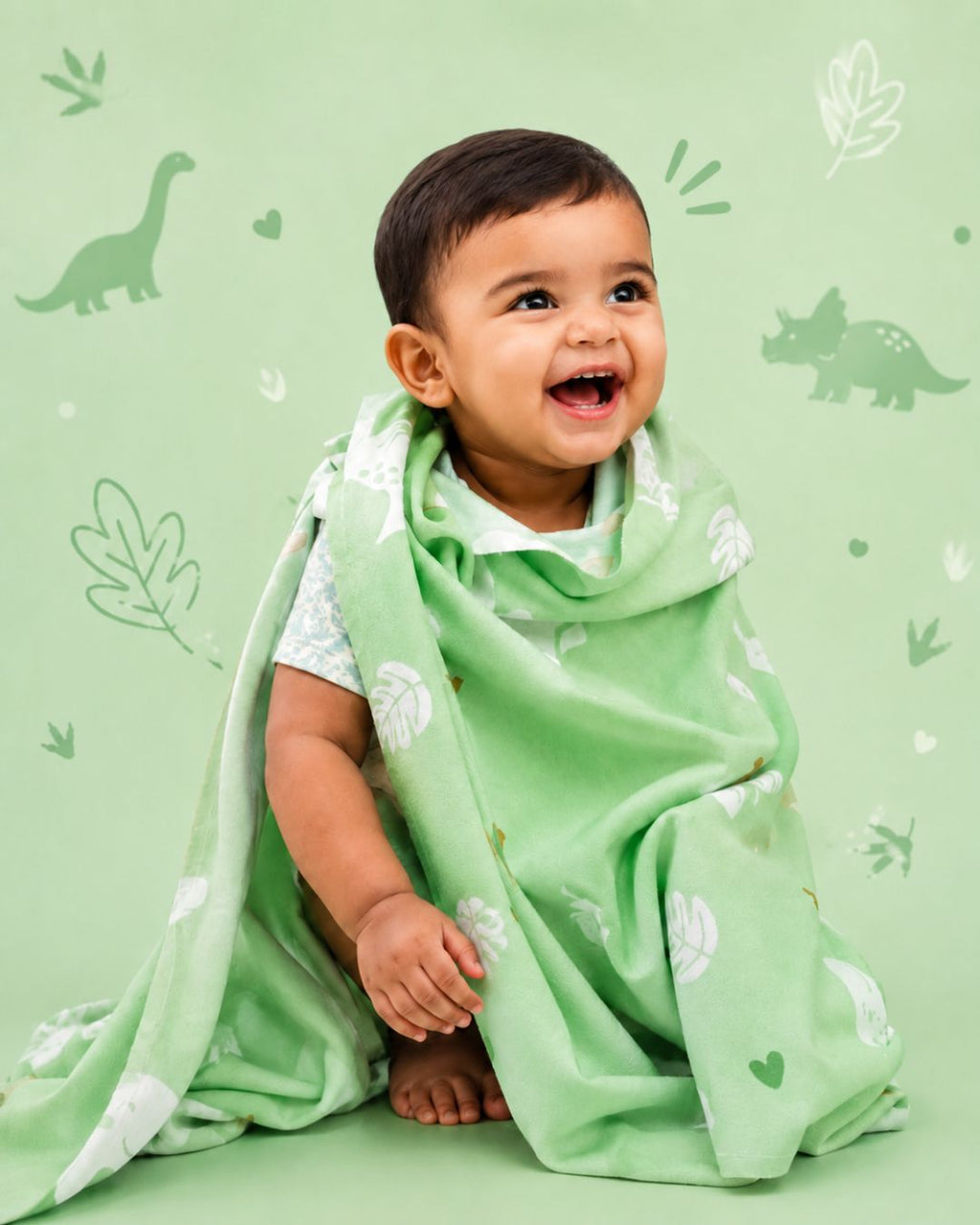 Personalized Thin Bamboo Kids towel - 124*68cm - Cool Dino