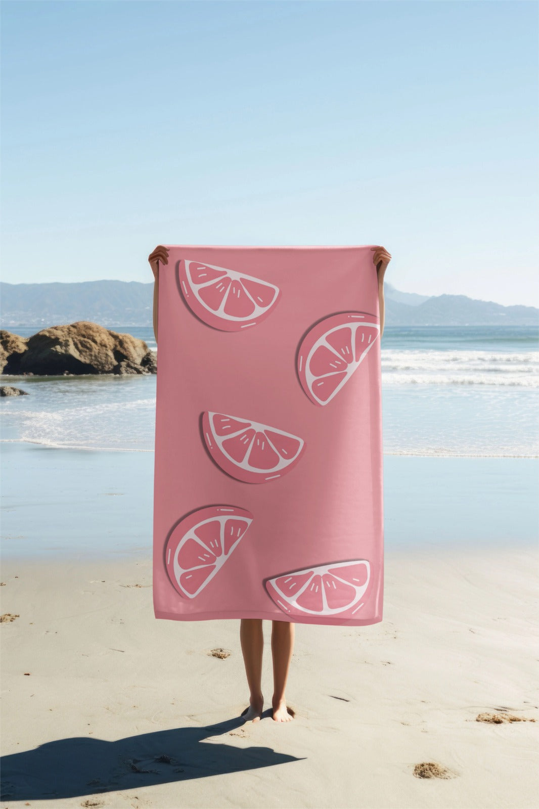 anARTIST by Madake Printed bamboo bath towel- Pink Lemon