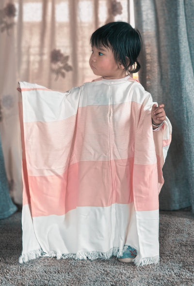 Personalized Thin Bamboo Baby Poncho- Peach Melba