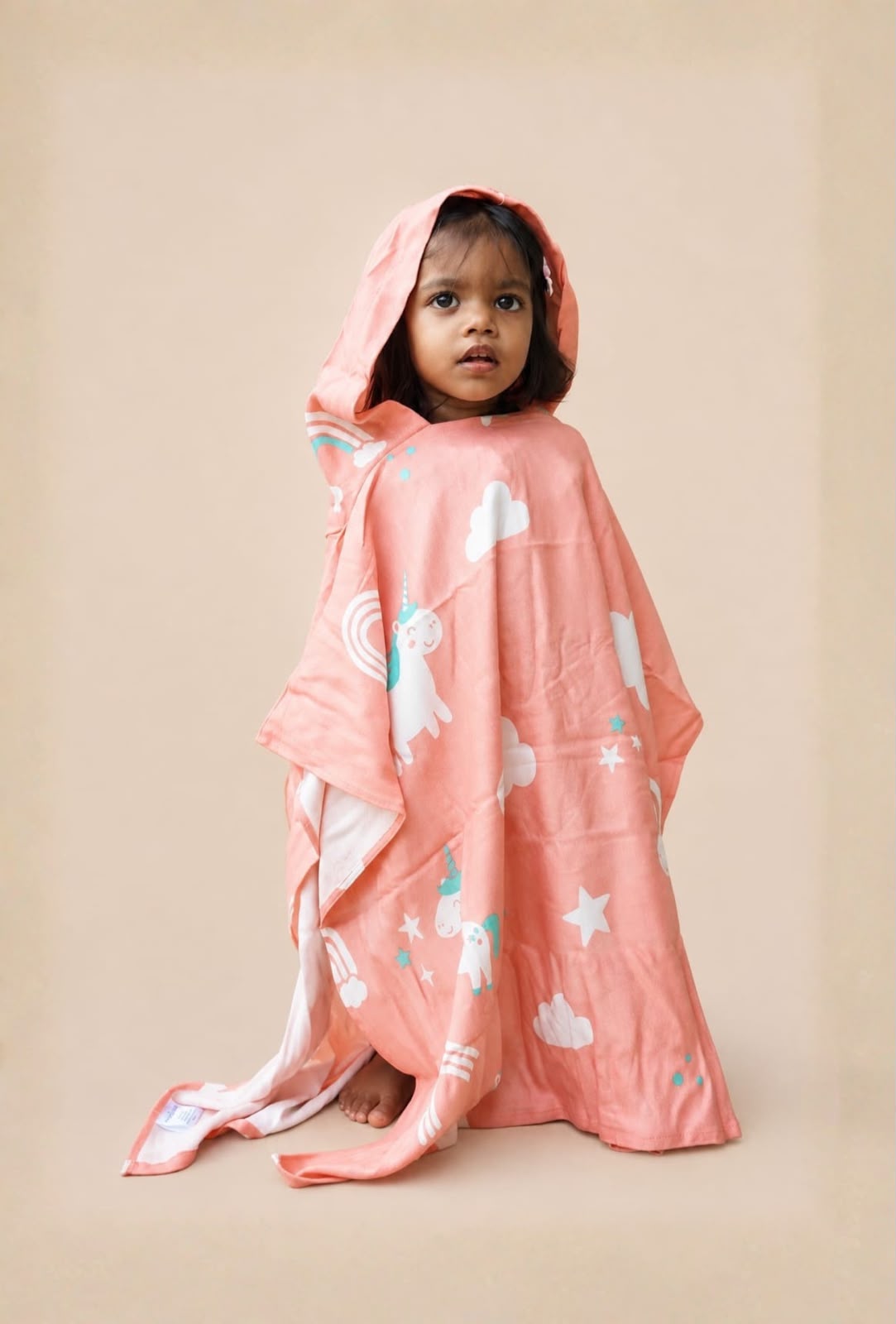 Personalized Thin Bamboo Baby Poncho- Chill Unicorn