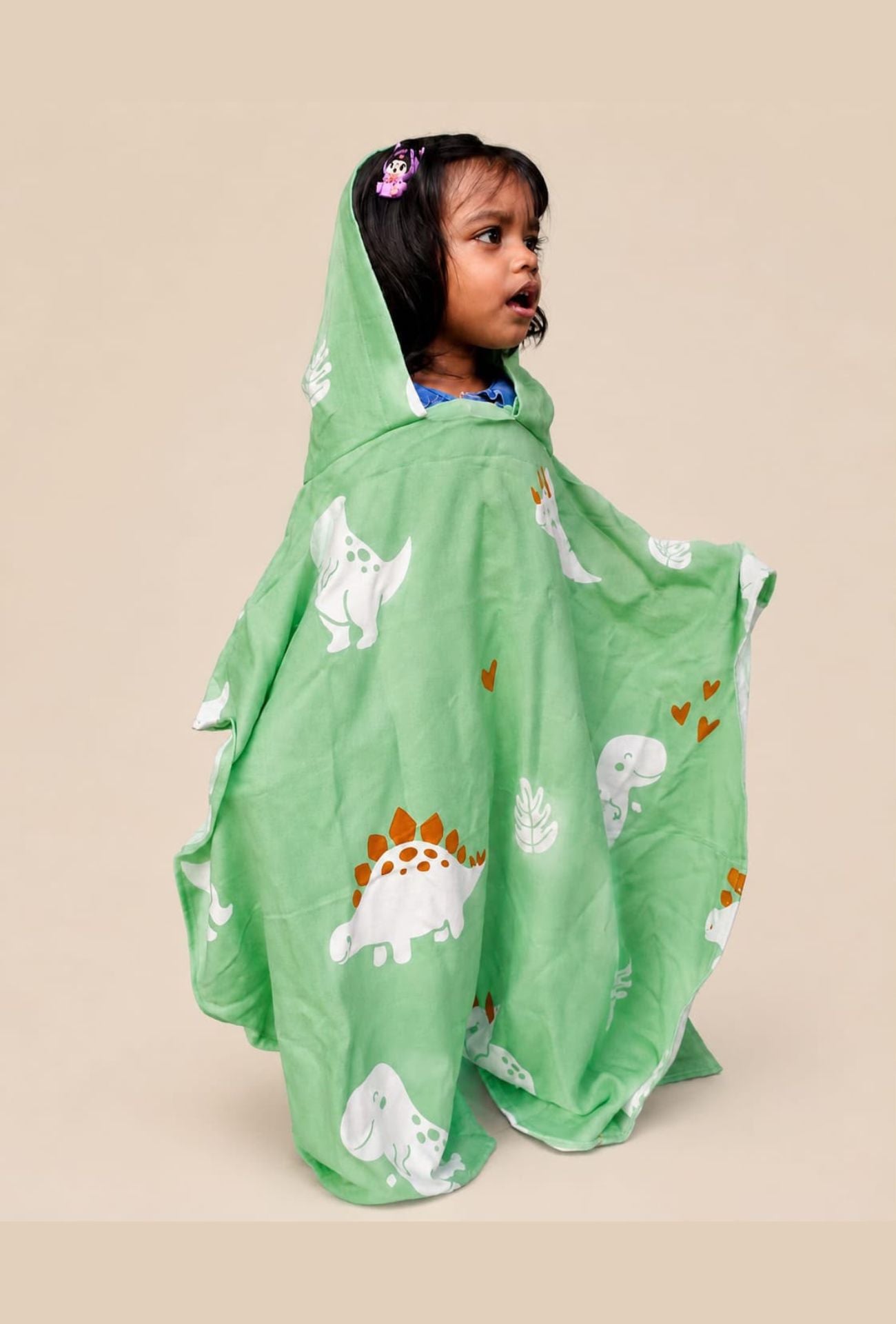 Personalized Thin Bamboo Baby Poncho- Cool Dino