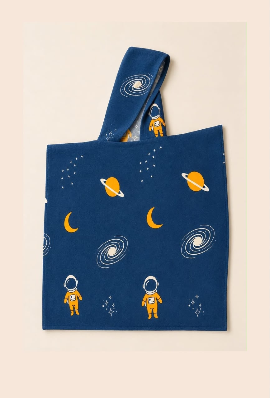 Personalized Thin Bamboo Baby Poncho- Space Traveller