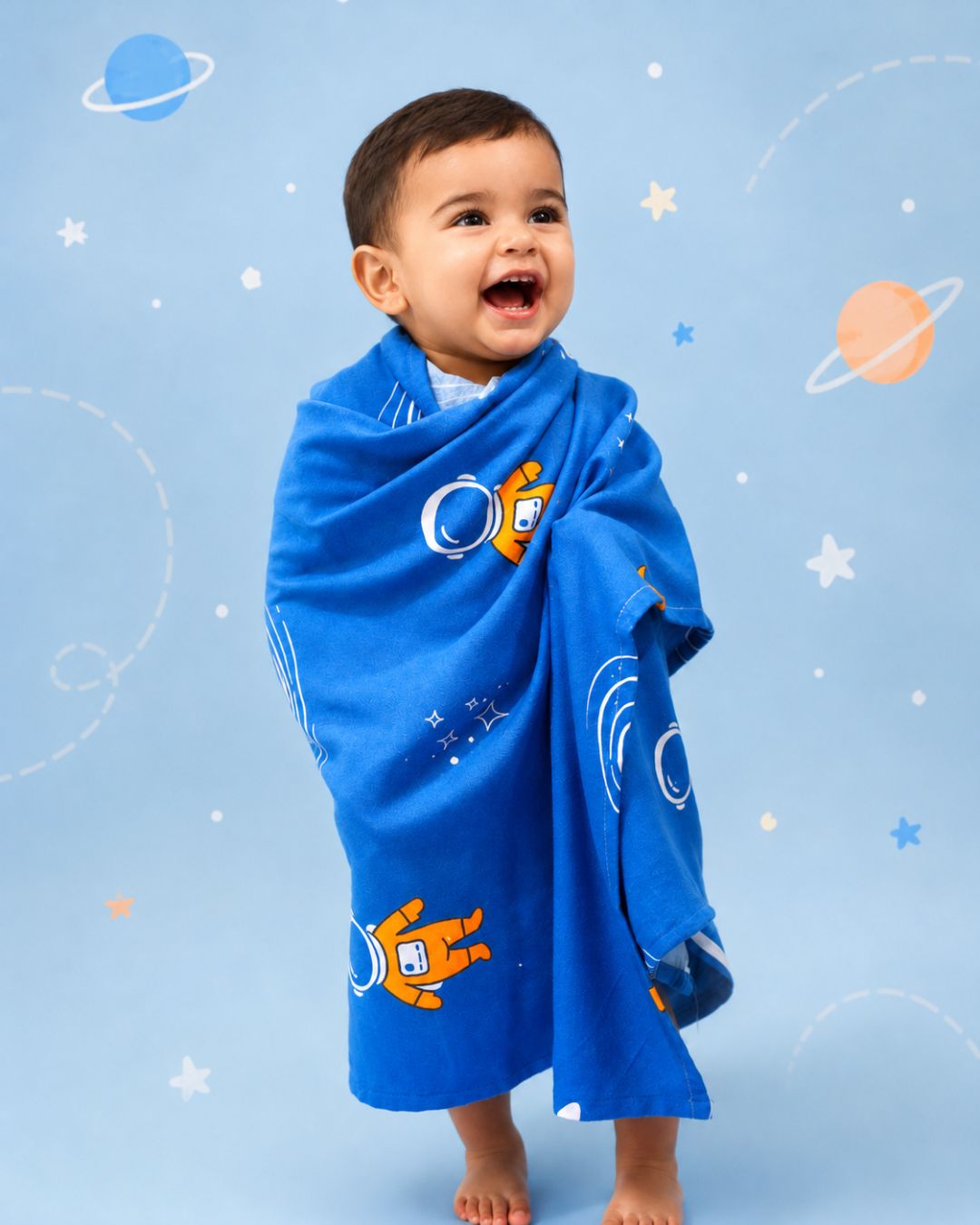 Personalized Thin Bamboo Kids towel - 124*68cm - Space Traveler