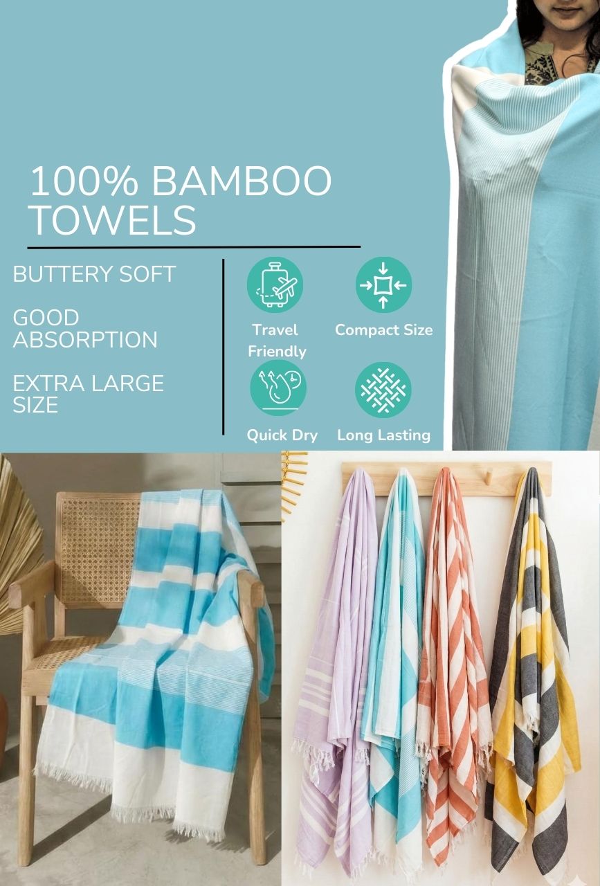 Personalized Thin bamboo bath towel- Bermuda Cocktail 160*90cm