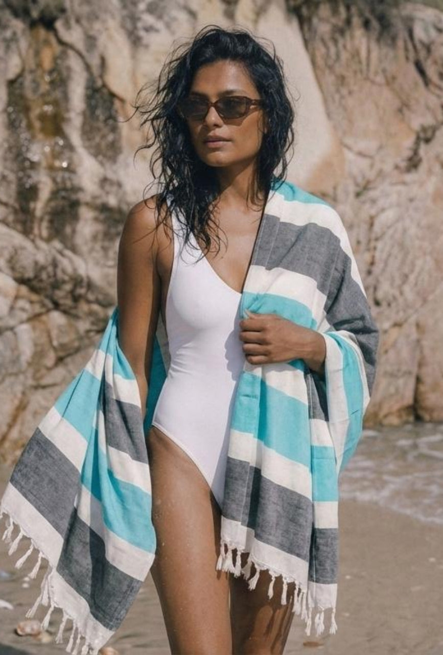 Personalized Thin bamboo bath towel- Coastal Breeze 160*75cm