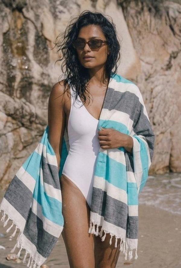 Personalized Thin bamboo bath towel- Coastal Breeze 160*75cm